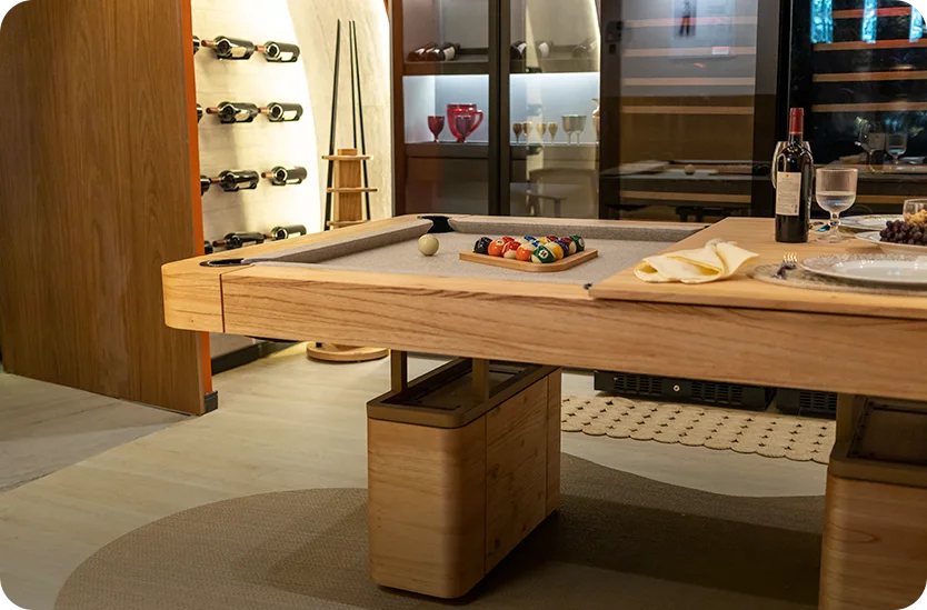 Mesa Wood Iron preparada para jantar