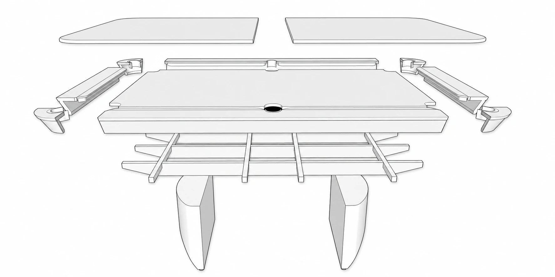 Mesa Doha 7Ball desmontada para transporte