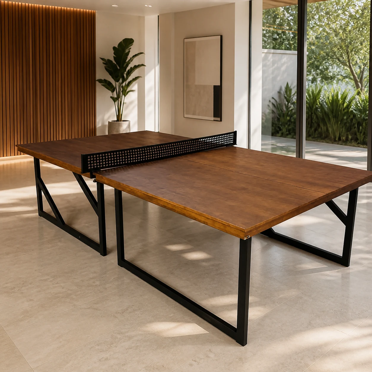 Mesa de Tênis de Mesa 7Ball — acabamento carvalho